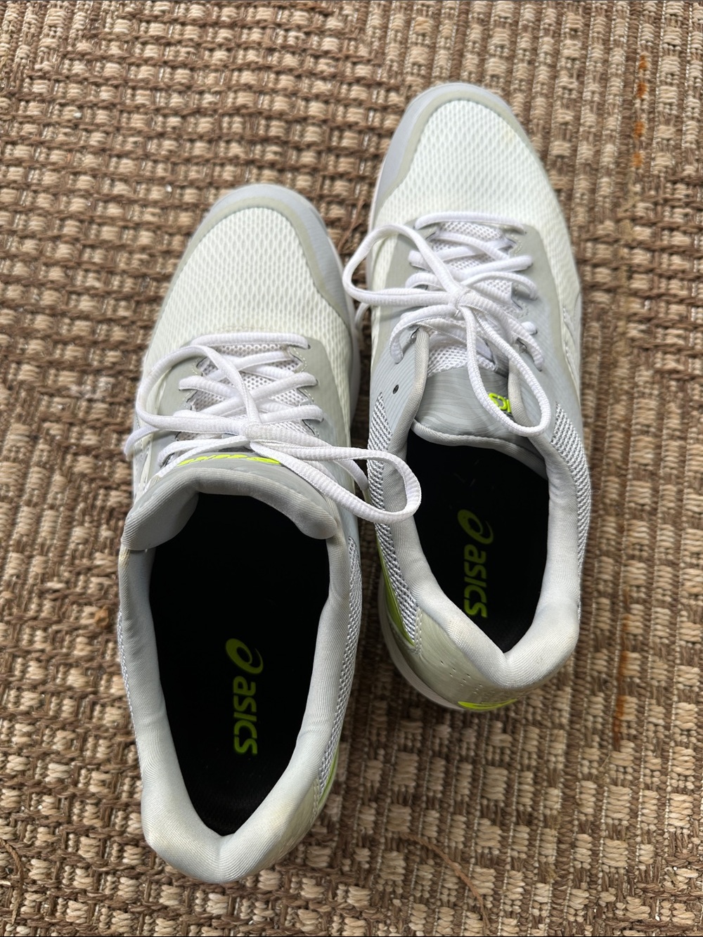 Asics White Golf Shoes with Neon Yellow Accents- men’s 11